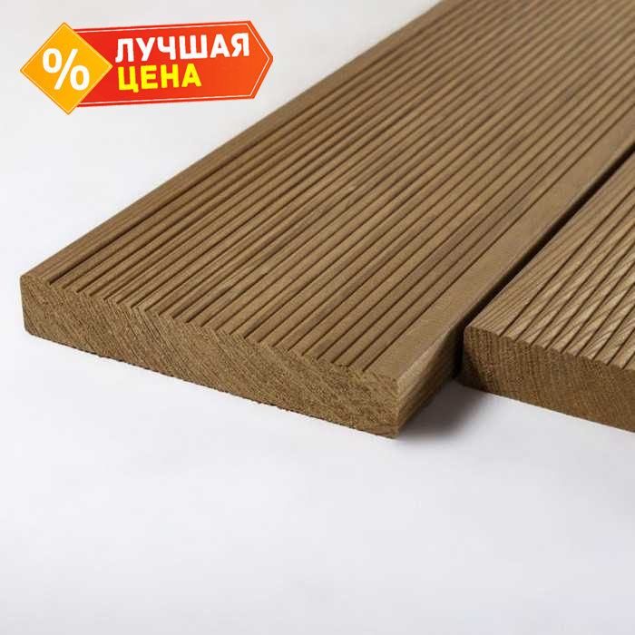Планкен прямой 20x120x2000 мм Экстра термо-лиственница Коричневый